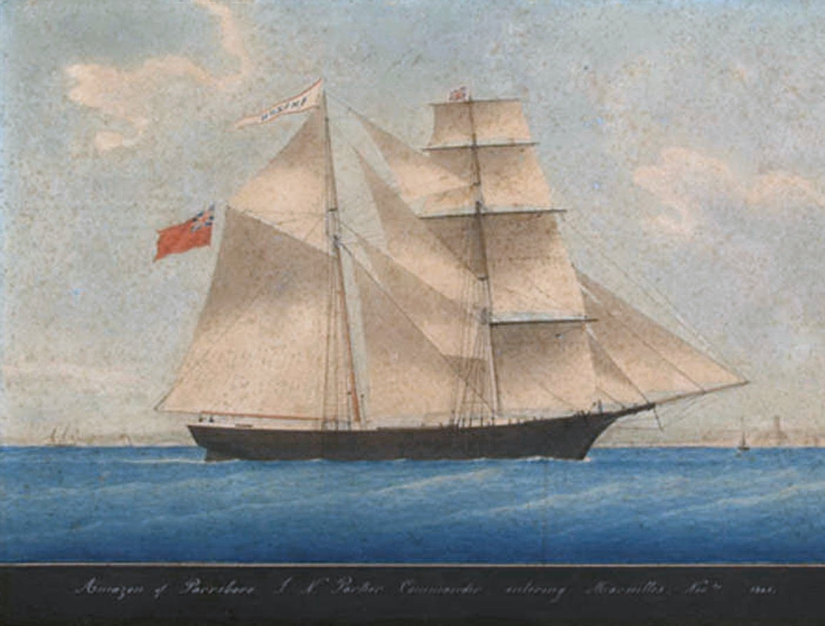 A 19th-century oil painting of the brigantine Amazon — later renamed Mary Celeste — entering the port of Marseilles in 1861.